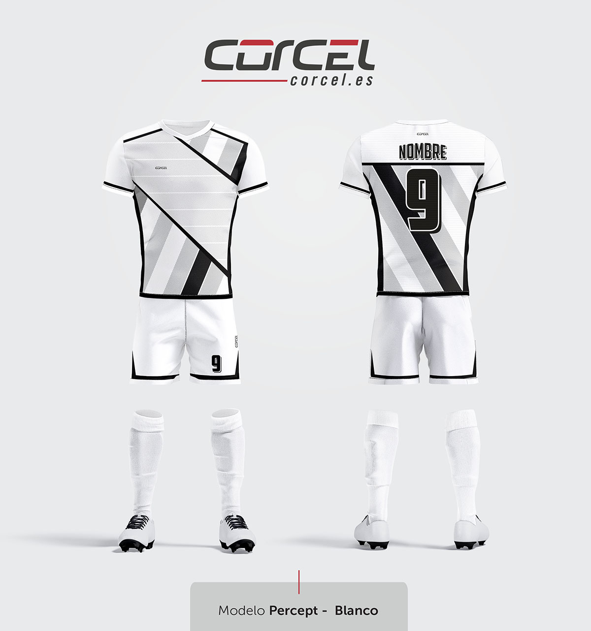 Equipación de Fútbol - Modelo Percept Blanco